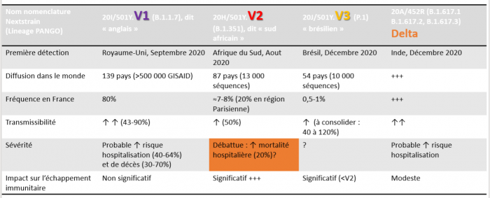 Extrait du diaporama présenté par le Prof. Yazdanpanah pour illustrer son intervention lors de la séance inaugurale du Congrès ADF 2021 sur le thème "COVID-19, bilan et perspectives : quels enseignements pour la profession dentaire ?". Représentation chronologique de l'émergence des variants de septembre à décembre 2020. 