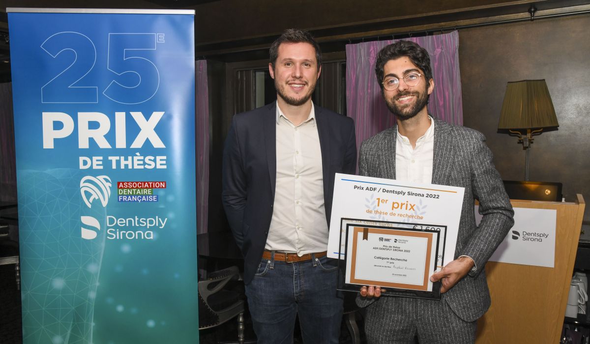 Le lauréat du premier prix de thèse Recherche ADF/Dentsply Sirona 2022, Raphaël Richert, de l’UFR d’Odontologie de Lyon 